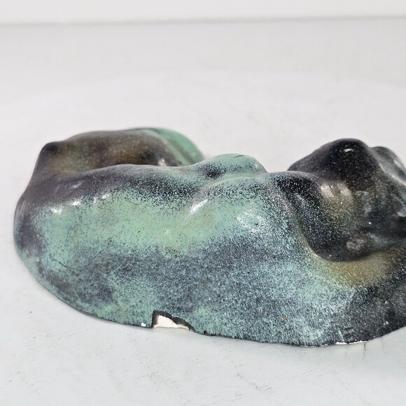 Chalkware Sleeping Hound Dog With Puppies Green Black - Picture 7 of 15
